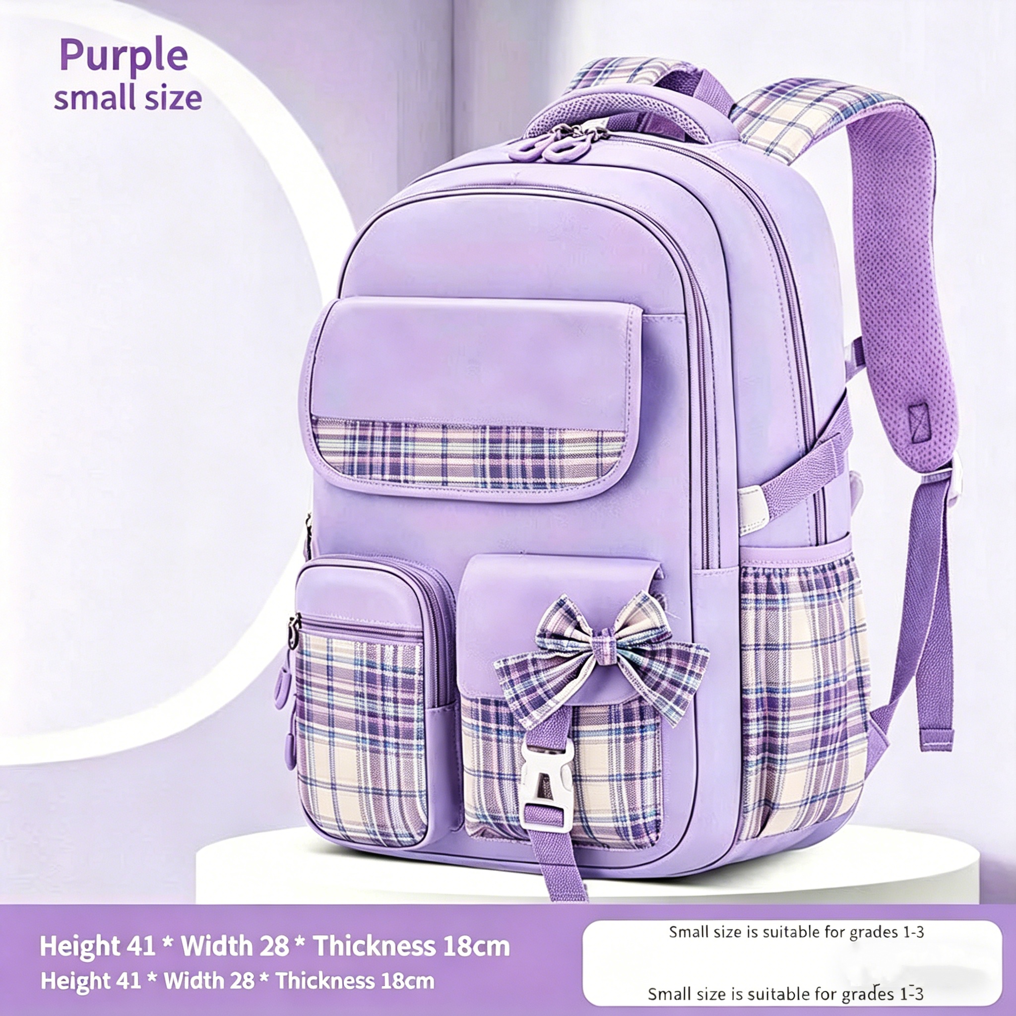 Protecting The Spine Ergonomics Elementary School Students Girls Checkered Backpack Large Capacity Lightweight Waterproof