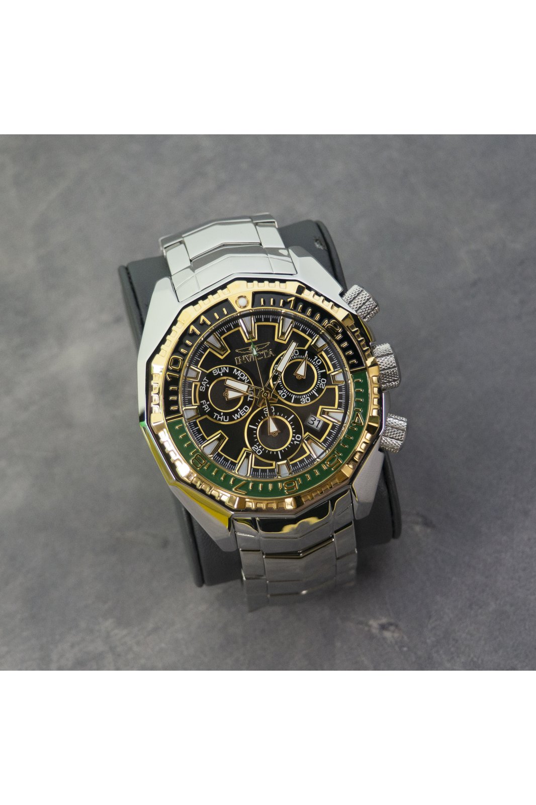 Reloj para hombre Akula 49636 - Movimiento de cuarzo - Acero inoxidable con esfera verde - 55 mm