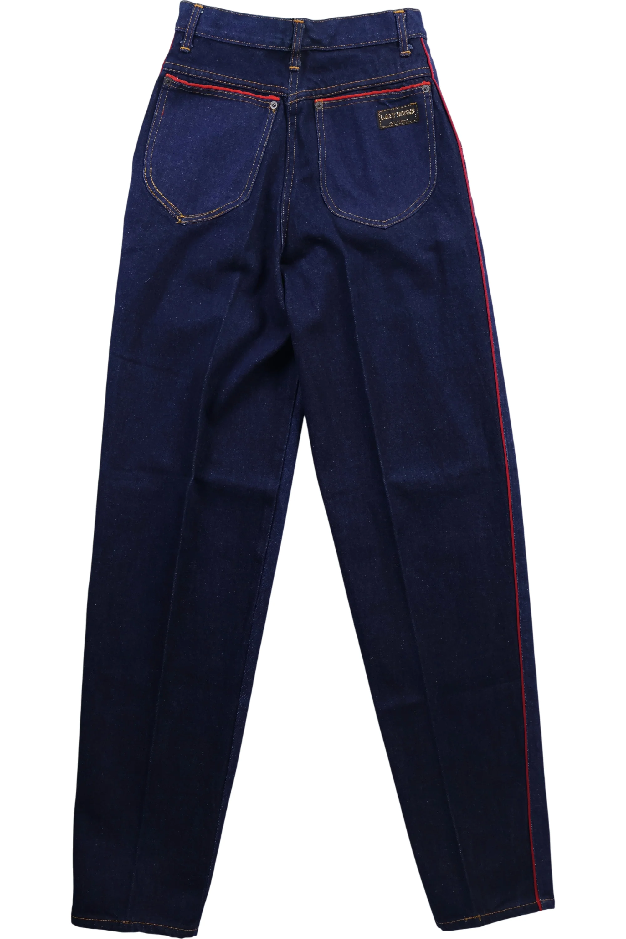 Lazy Bones Tapered Leg Denim Jeans with Red Piping